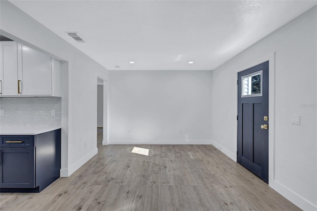 interior space with light hardwood / wood-style floors