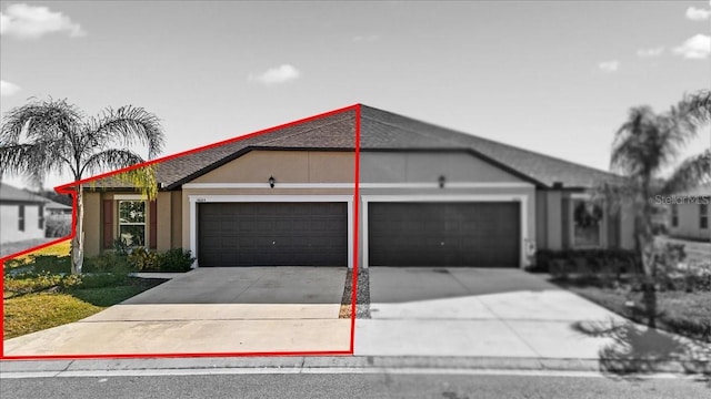 view of front of property with a garage