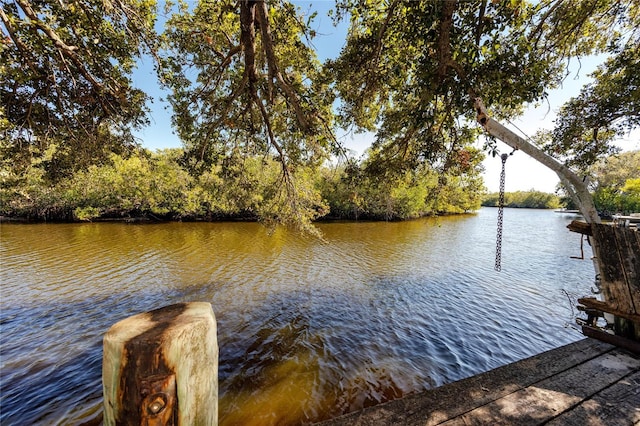 view of dock featuring a water view