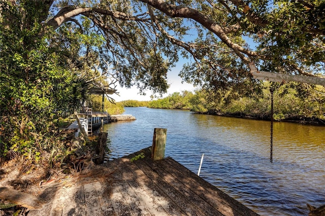 dock area featuring a water view