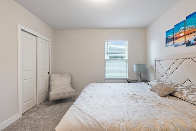 bedroom featuring a closet and carpet