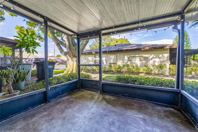 view of unfurnished sunroom