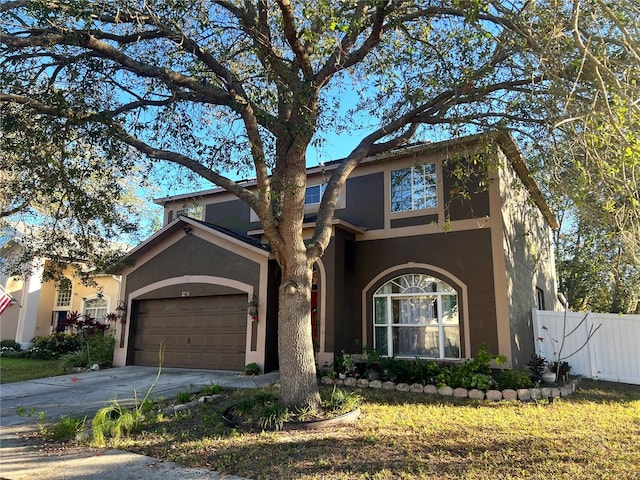 view of front of house with a garage