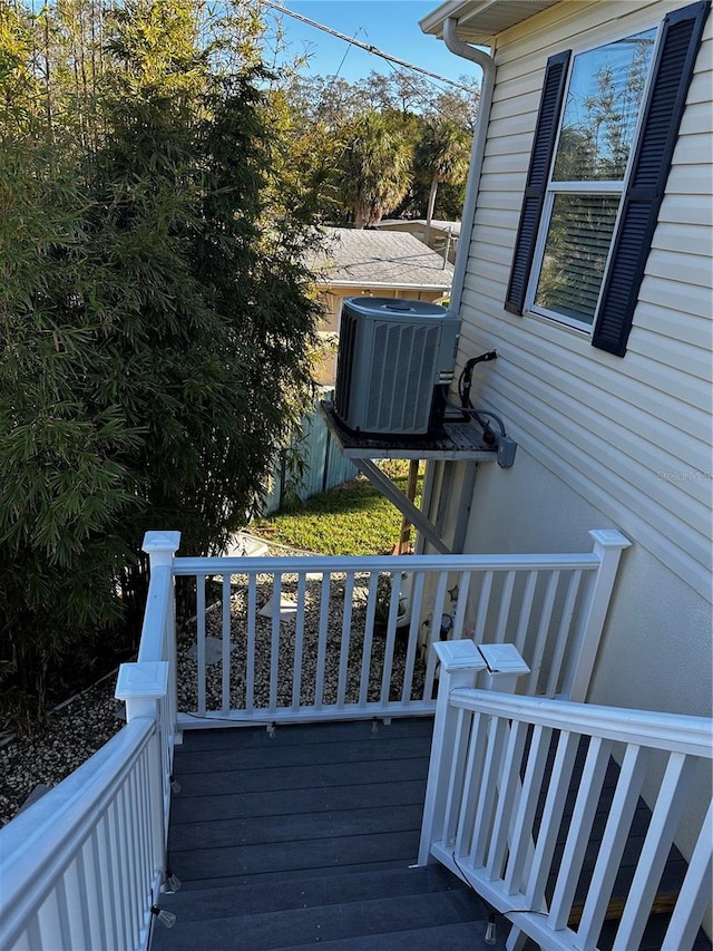 deck featuring central air condition unit