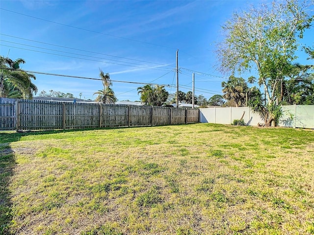 view of yard featuring a fenced backyard