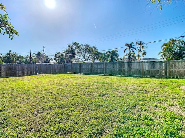 view of yard featuring a fenced backyard