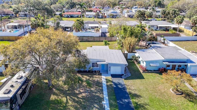 birds eye view of property with a residential view