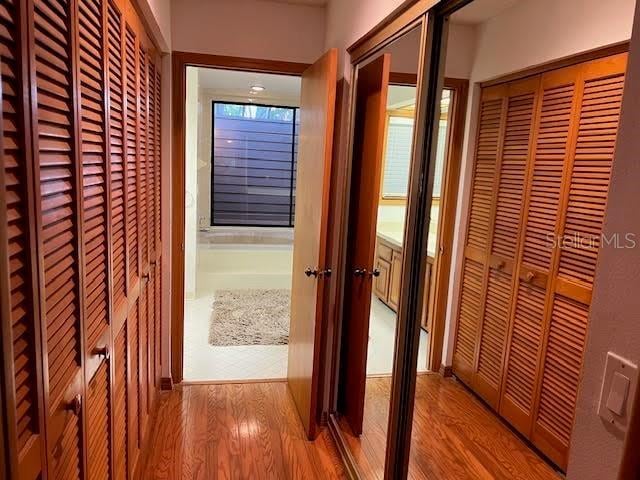 hallway featuring light hardwood / wood-style floors