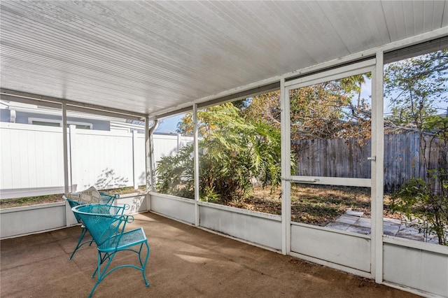 view of unfurnished sunroom