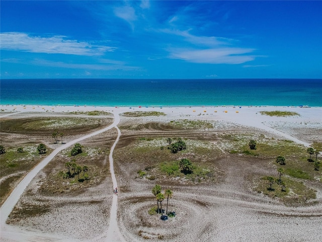 property view of water featuring a beach view