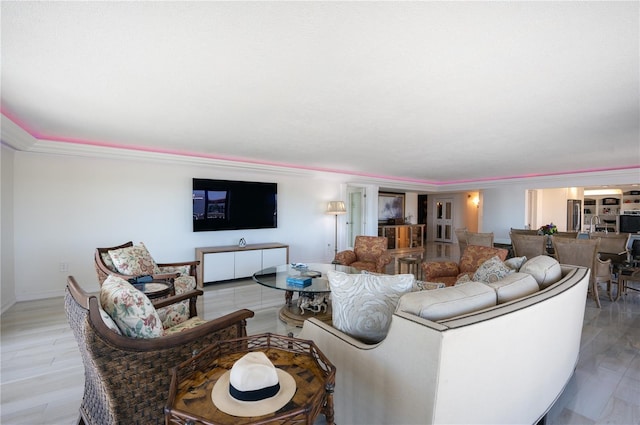 living room featuring light wood-type flooring