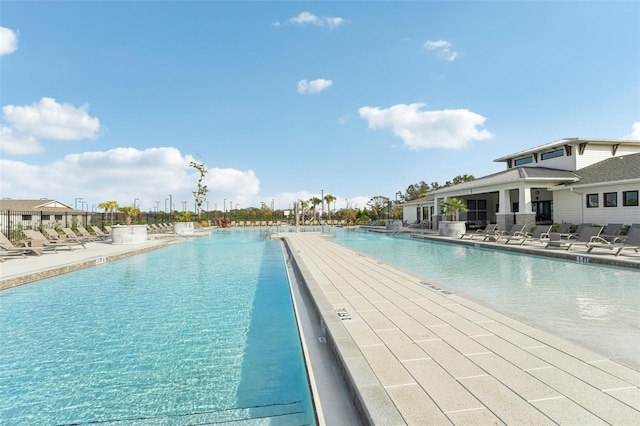 view of swimming pool featuring a patio