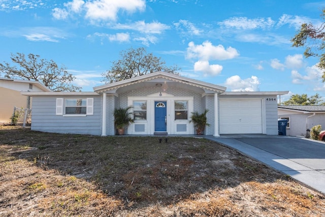 single story home with french doors and a garage