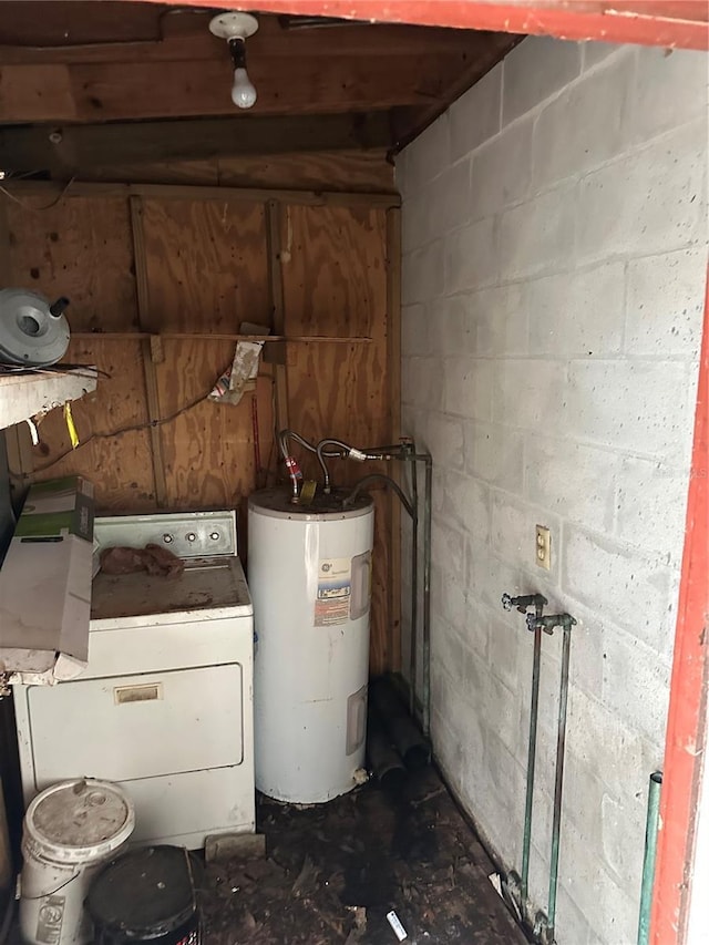 utilities with electric water heater and washer / clothes dryer