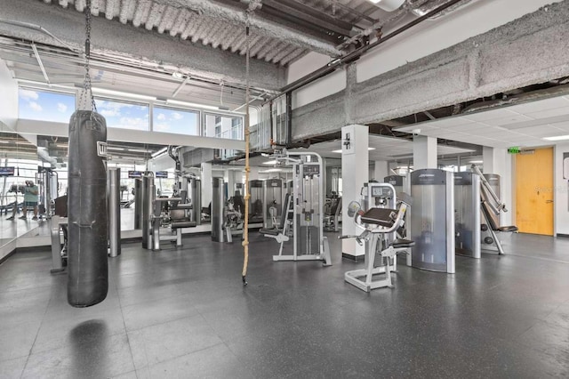 gym featuring a high ceiling