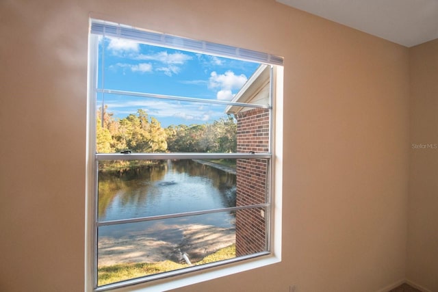 room details featuring a water view