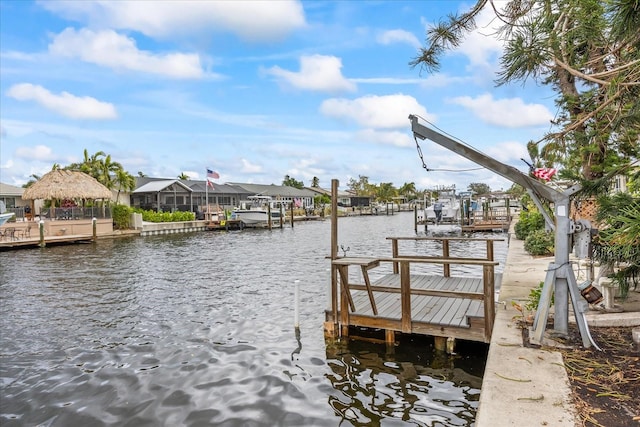 view of dock featuring a water view