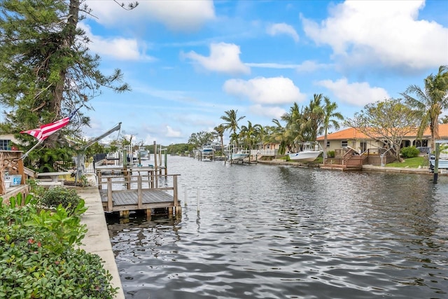 view of dock featuring a water view