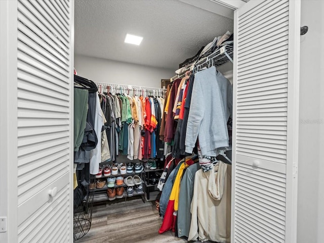 spacious closet featuring hardwood / wood-style flooring