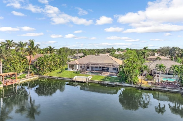 exterior space featuring a boat dock