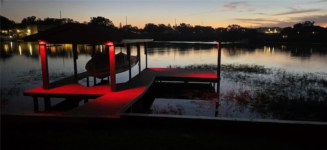 dock area featuring a water view