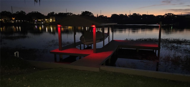 view of dock featuring a water view