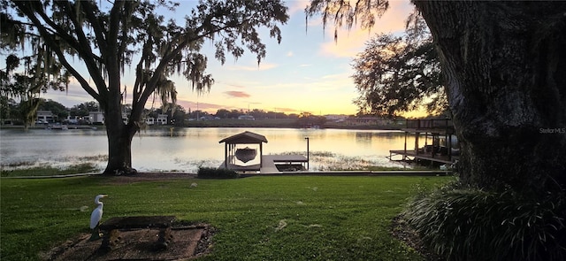 view of water feature featuring a dock