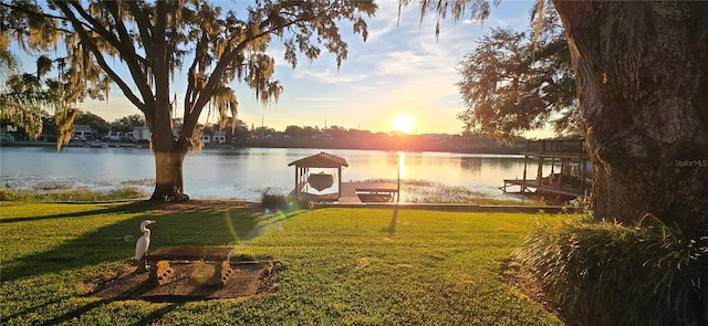 water view with a boat dock