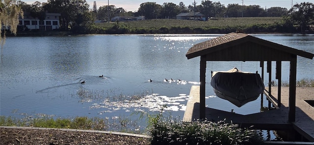 view of dock featuring a water view