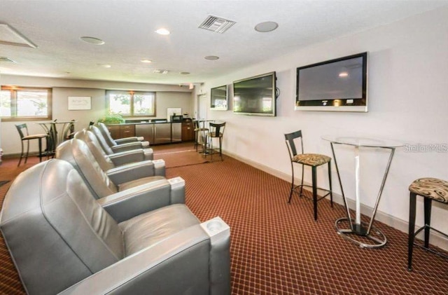 living room with carpet flooring