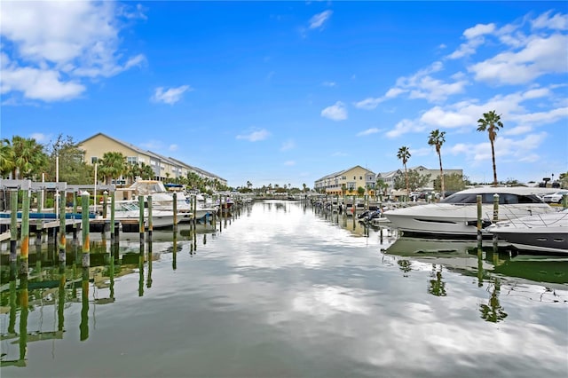 dock area featuring a water view