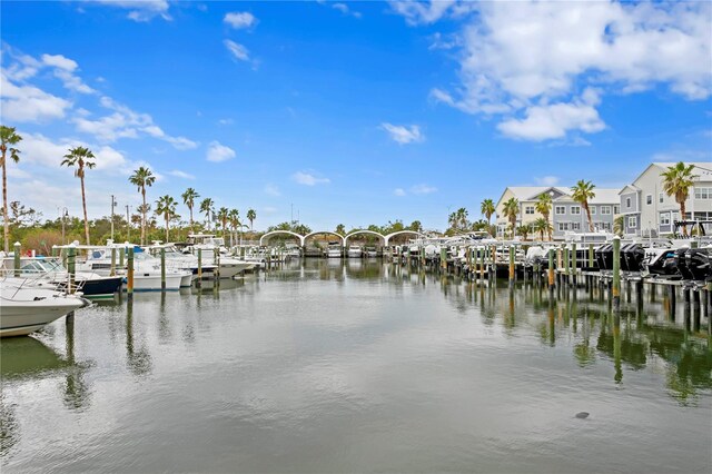 view of dock featuring a water view