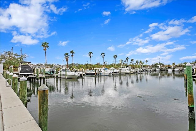 view of dock featuring a water view