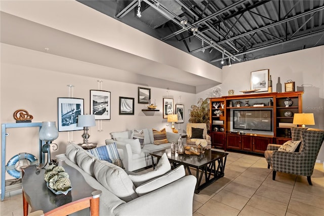 view of tiled living room