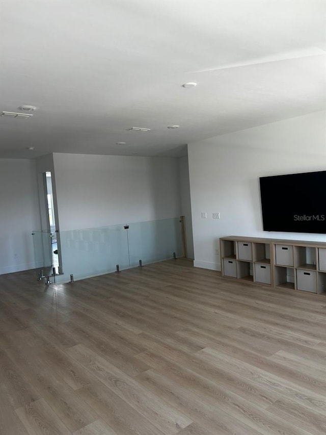 unfurnished living room featuring light hardwood / wood-style flooring