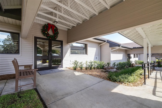 property entrance with french doors