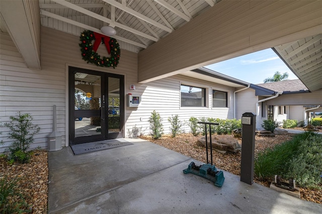 doorway to property with a patio and french doors