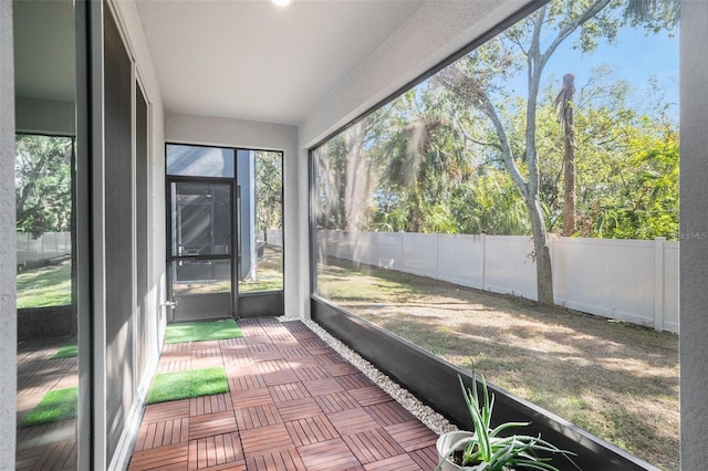 view of unfurnished sunroom