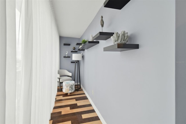 bathroom with wood-type flooring