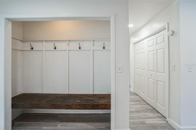 mudroom with light wood-type flooring