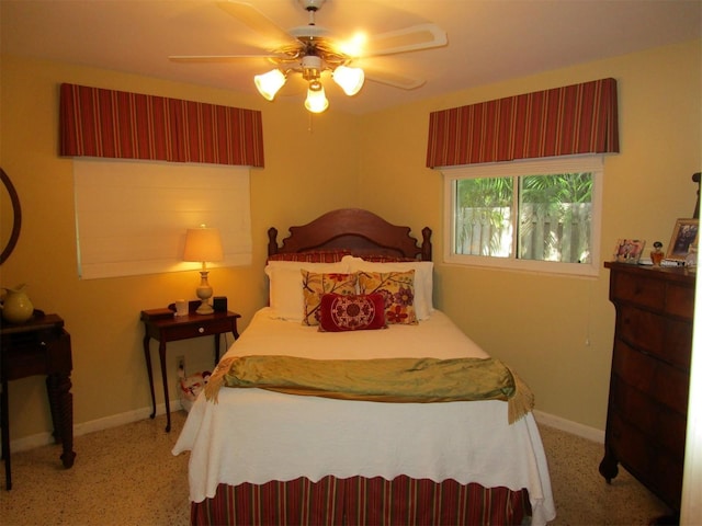 bedroom featuring ceiling fan