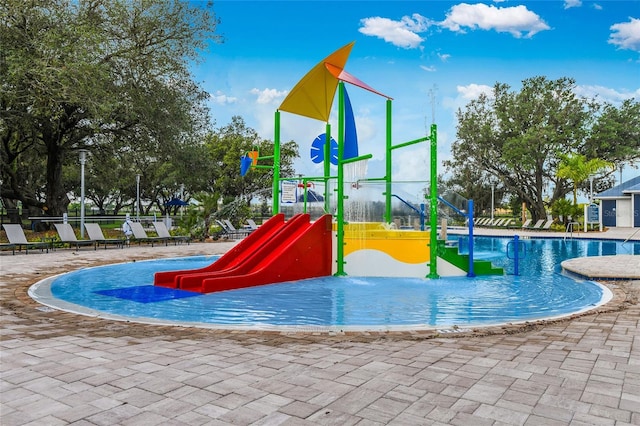 community playground featuring a water play area