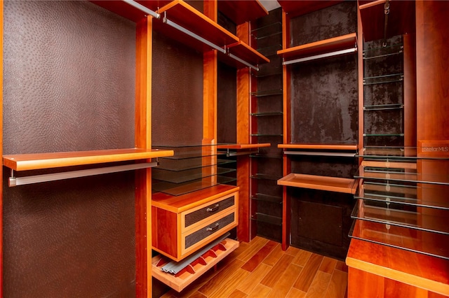 spacious closet featuring hardwood / wood-style flooring