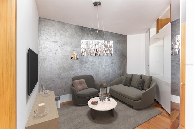 living room featuring light wood-type flooring