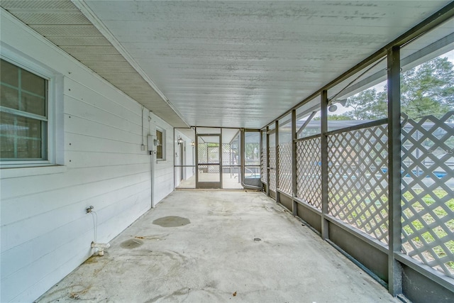 view of unfurnished sunroom