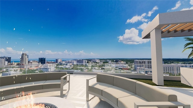 balcony featuring an outdoor living space and a patio