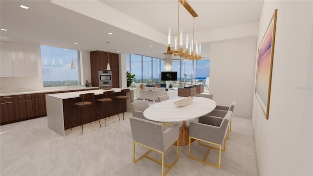 dining area featuring a chandelier