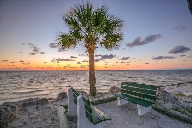 property view of water with a beach view