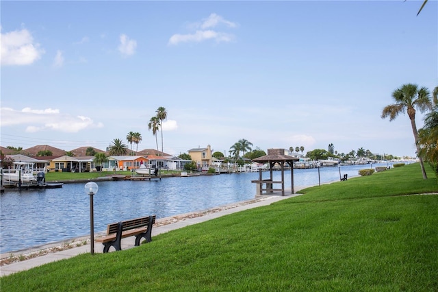 water view featuring a gazebo