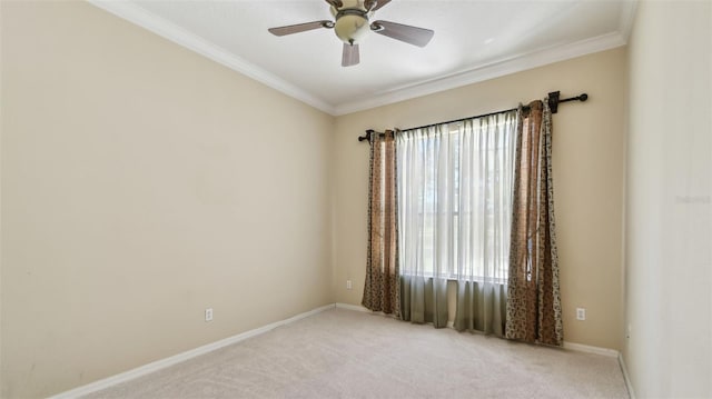 2024 Capri Ln, Mount Dora, FL 32757 - spare room featuring light carpet, crown molding, and ceiling fan